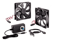 Lüfterset Terrarium 2x120 mit regelbarem Netzteil 12V Lüfterset Terrarium 2x120 mit regelbarem Netzteil 12V