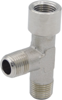T - Aufschraubfitting Innen- und 90° Außengewinden Messing vernickelt 20 bar T - Aufschraubfitting Innen- und 90° Außengewinden Messing vernickelt 20 bar