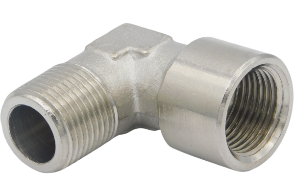 90° Winkelstück Außen / Innengewinde Messing vernickelt 20 bar