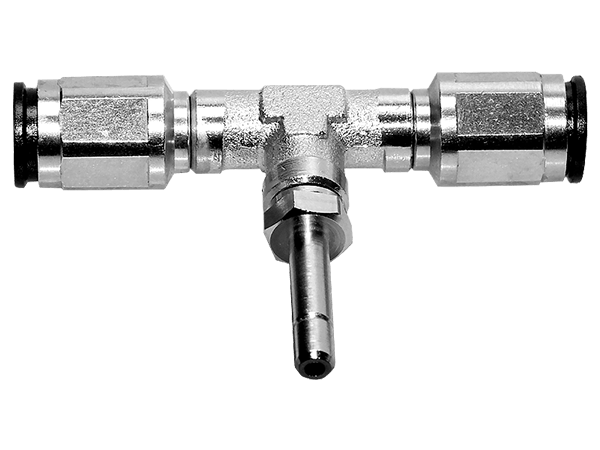 T-Verbinder Metall - reduziert 6 auf 4 mm Stecknippel