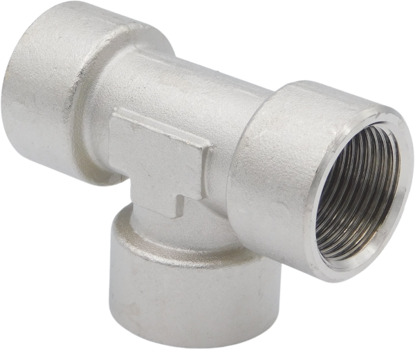 T - Stück mit Innengewinde Messing vernickelt 20 bar